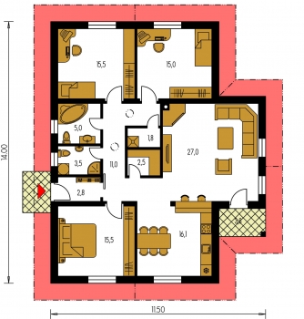 Plan de sol du rez-de-chaussée - BUNGALOW 102